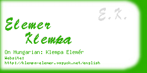 elemer klempa business card